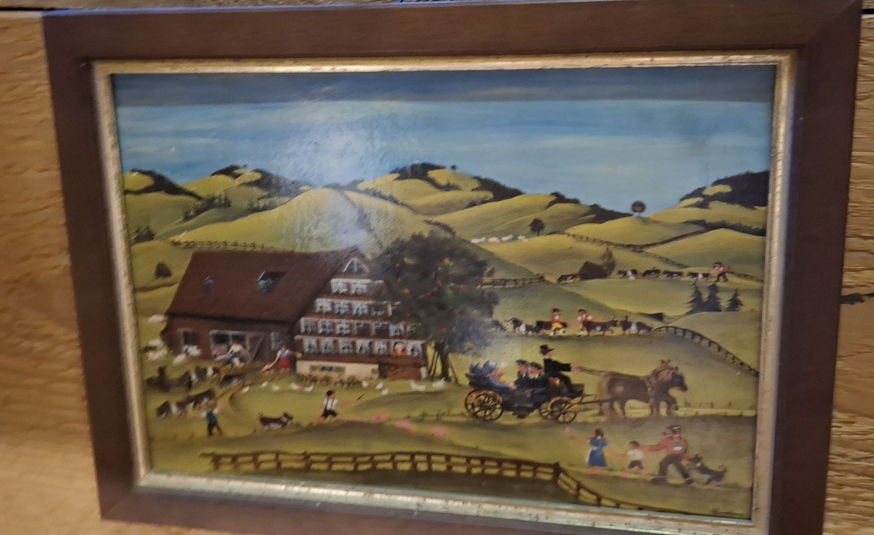 Gemälde: Gemälde Bauernhof mit Pferdekutsche gebraucht – Gebraucht aus Wittenbach von ValentinaG