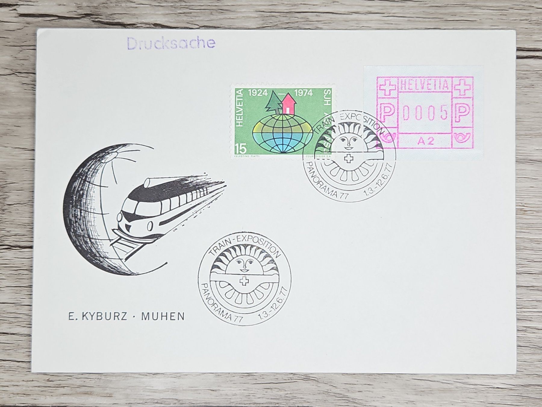 Tutti i francobolli: CL03 Enveloppe + Timbre Suisse 1977 – Usato da Cousset venduto da Patrick_Collections
