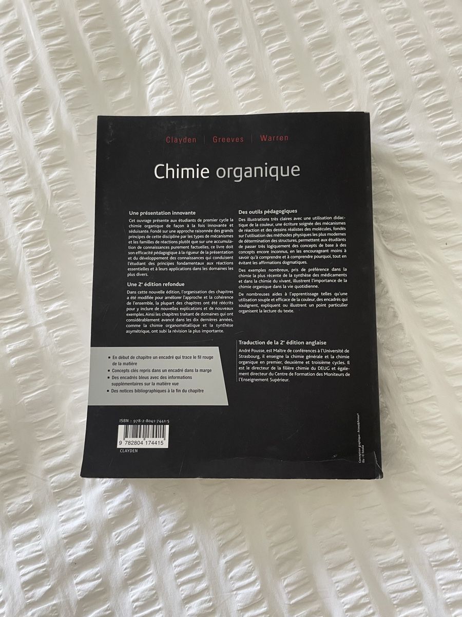 Libri: Chimie organique 2e édition De Boeck – Usato da Hauterive NE venduto da Liianna___ 1