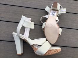 Sandalettes compensées écru CUIR Max Mara NEUF