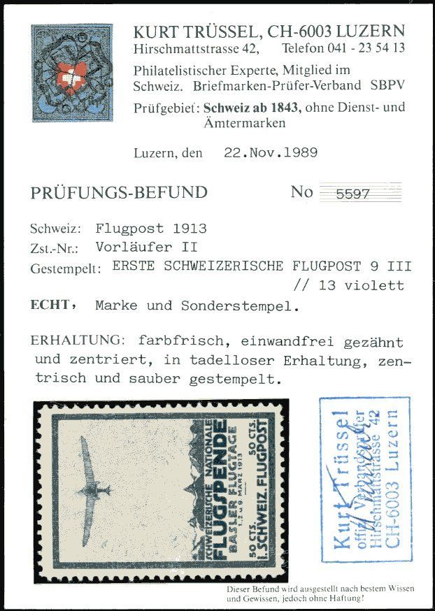Alle Briefmarken: 1913 - Flugpost - Vorläufer - Basel - Vollstempel – Gebraucht aus Schindellegi von leecollect 1
