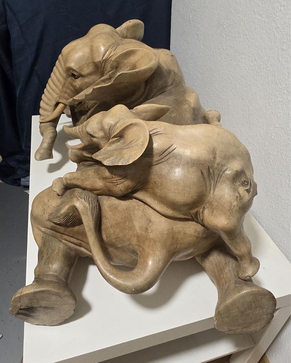 Sculture & Statue: Handgeschnitzter Holzelefant mit Baby – Nuovo (secondo la descrizione) da Elsau venduto da dle_6tg2 5