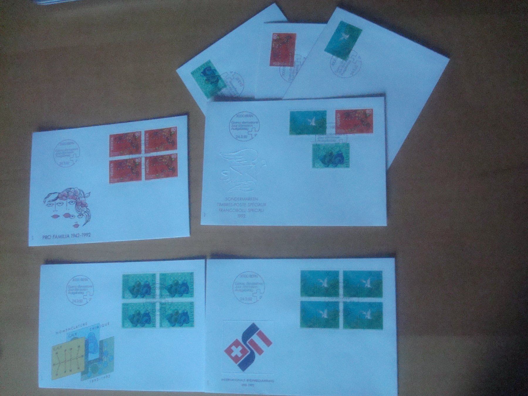 Tutti i francobolli: CH 1992 FDC Serie einzeln und 4er – Usato da Gordola venduto da Polentaefung