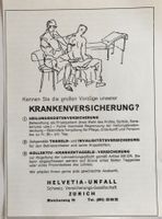 Vintage Reklame, Helvetia-Unfall, Krankenversicherung, 1957