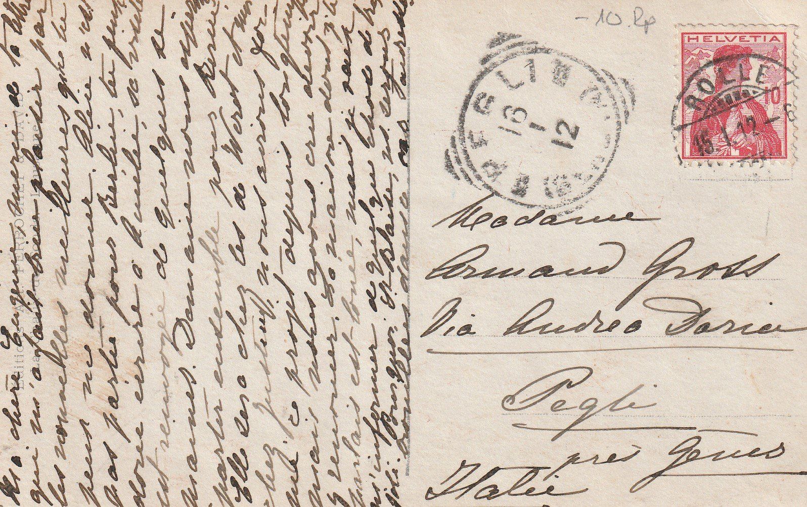 Ansichtskarten: AK Château de Chillon - gel. 15.1.1912 – Gebraucht aus Fribourg von schnalla92 1