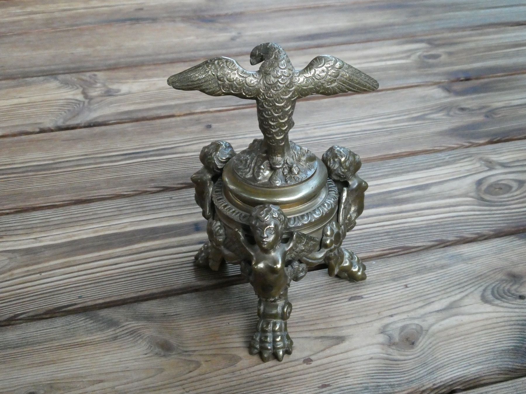 Skulpturen & Statuen: antikes Tintenfass, Tintengefäss schwerer Bronzeguss – Gebraucht aus Lüchingen von  3