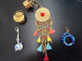 Lot Konvolut div. Anhänger Mandala Zuckerdose