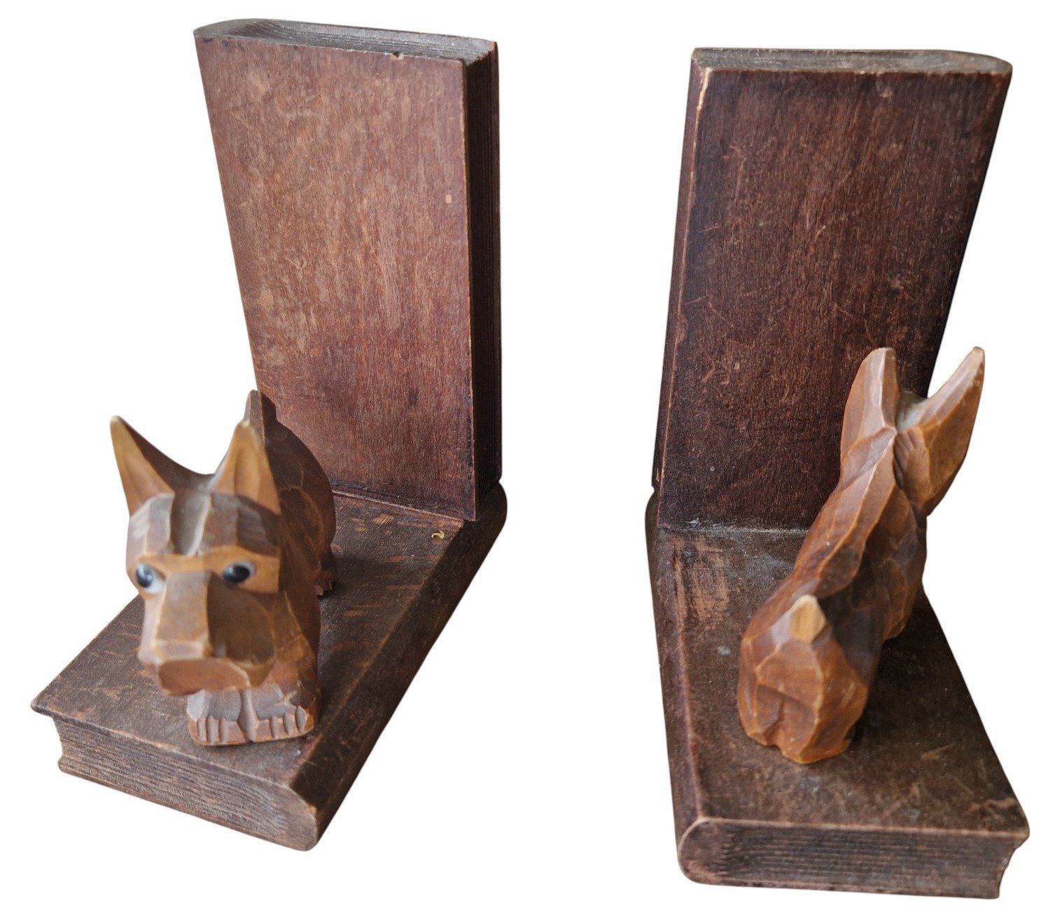 Altro in Decorazioni & Accessori: 2 Buchstützen geschnitzt Terrier – Usato da Mörschwil venduto da antiksalon 3
