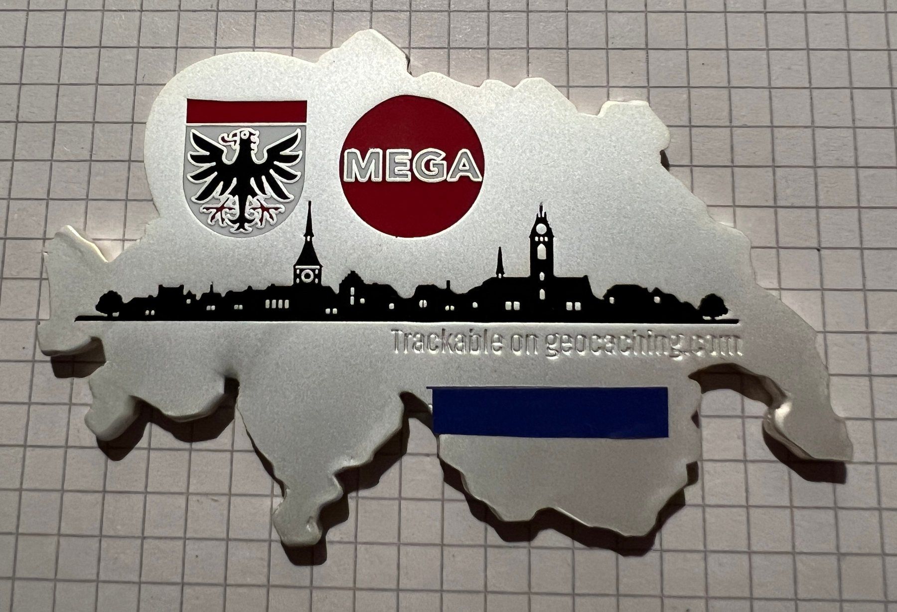 Medaillen: Geocoin MEGA GrüezisCHwiiz - silver – Neu und originalverpackt aus Losone von Danymey 1
