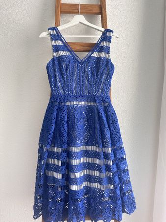 Kleid blau Grösse 8 Phase Eight Spitze Cocktailkleid