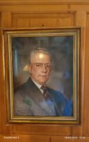 Portrait Homme, peinture signée C. Rommenhöller, cadre.