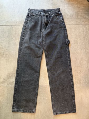 women’s vintage wash black wide-leg jeans