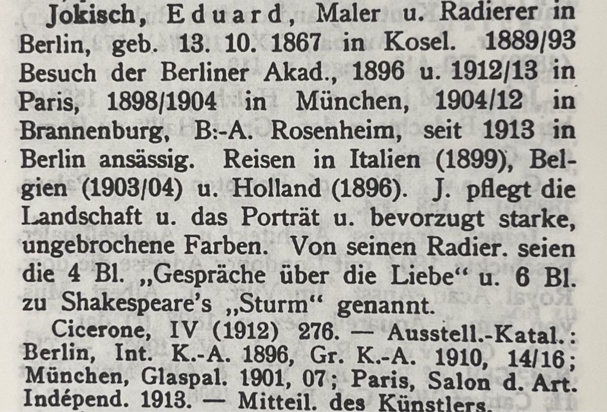 Dipinti: Jokisch Eduard (1867-1943) – Usato da Grosshöchstetten venduto da Perle1951 5
