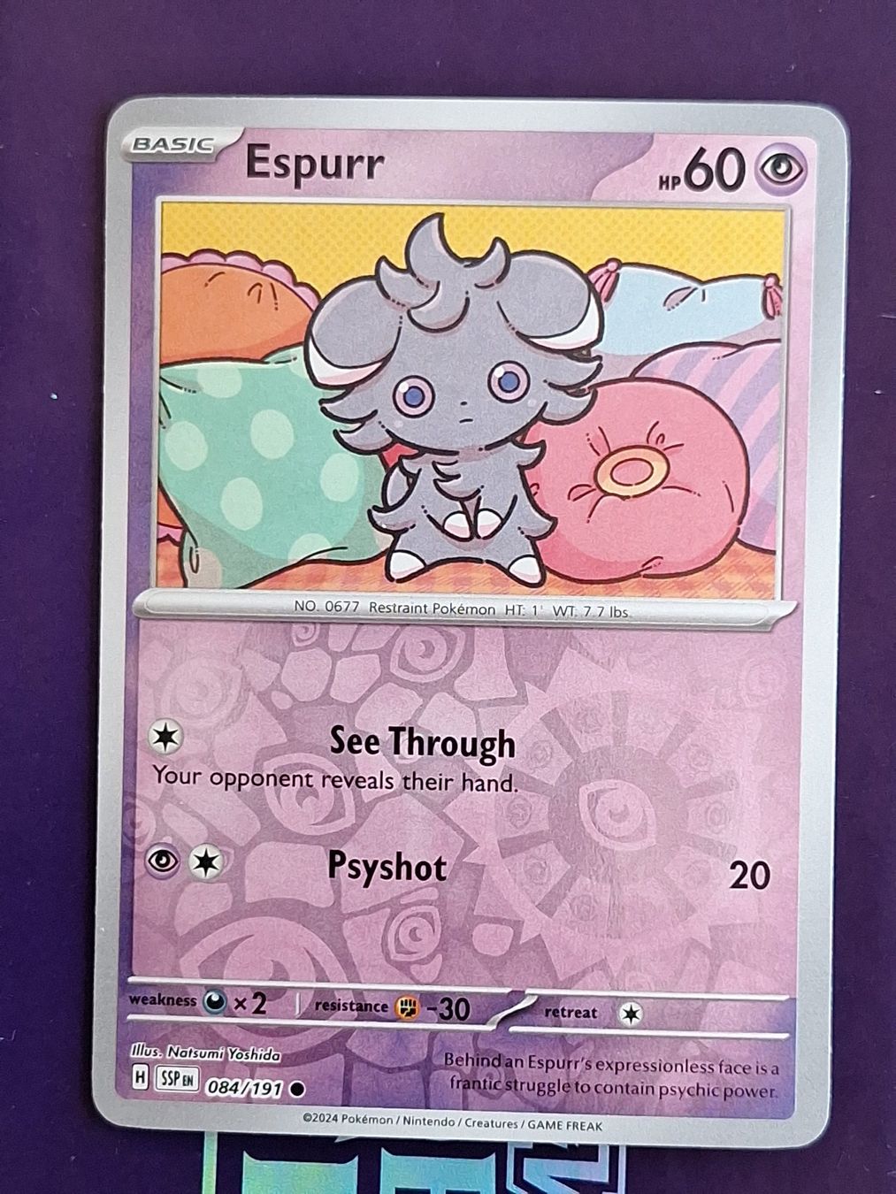 Pokémon Carte collezionabili: Espurr - Reverse Holo - Pokemon Surging Sparks – Usato da Altstätten SG venduto da GGsGameshop