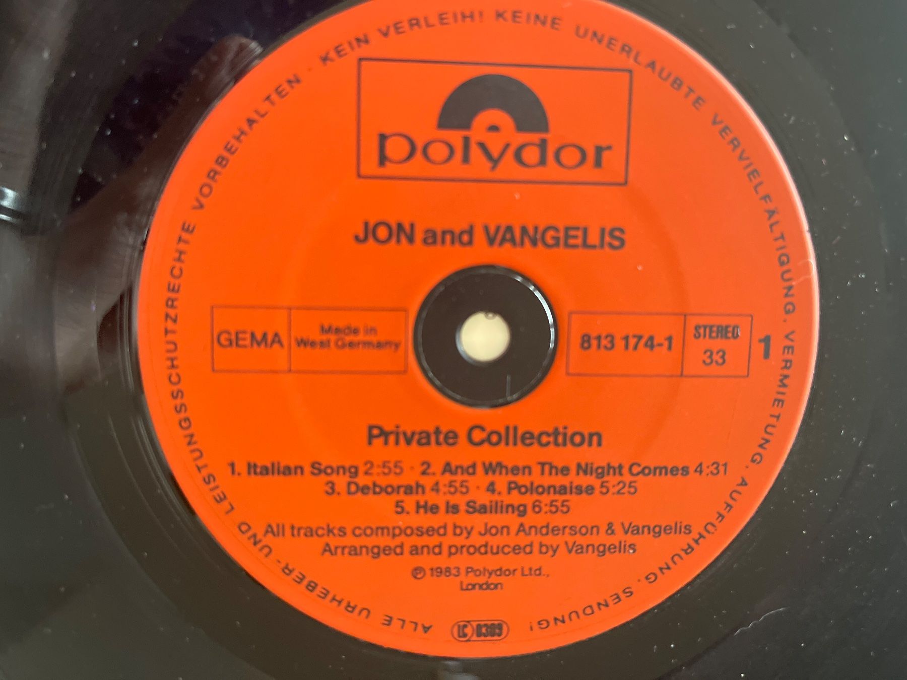 Dischi in vinile: S1037/Jon and Vangelis Private Collection LP – Usato da Frutigen venduto da Philippe_jsp 2