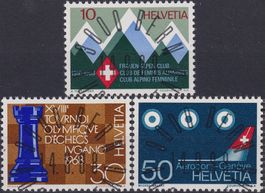 1968, Nr.453-455 "Sonderpost" +Ersttags-Vollstempel von BERN