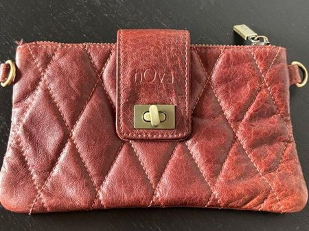 Clutch, Leder, dunkel bordeaux, Nova