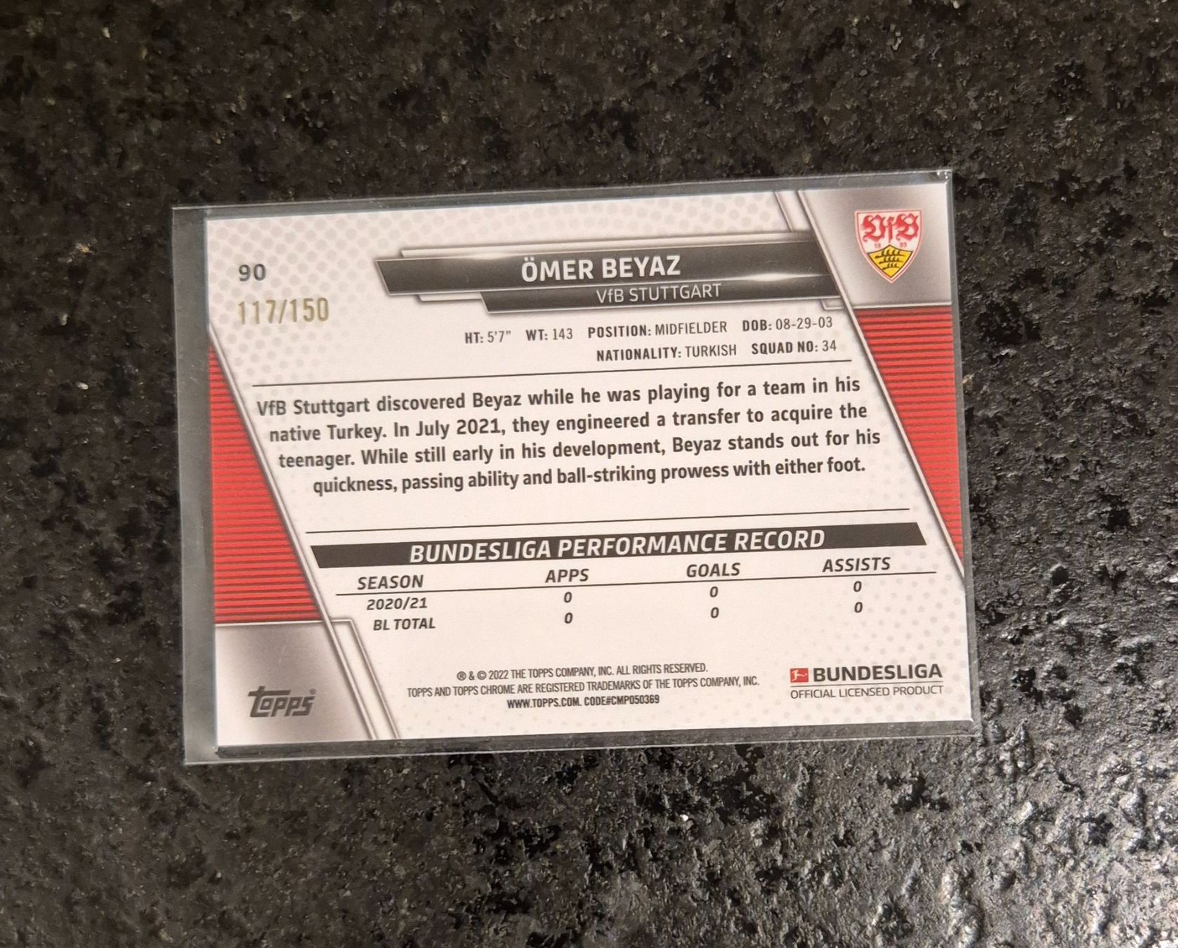 Topps Carte collezionabili: Ömer Beyaz RC /150 - VfB Stuttgart - Topps – Nuovo (secondo la descrizione) da Burg AG venduto da Danoe 1