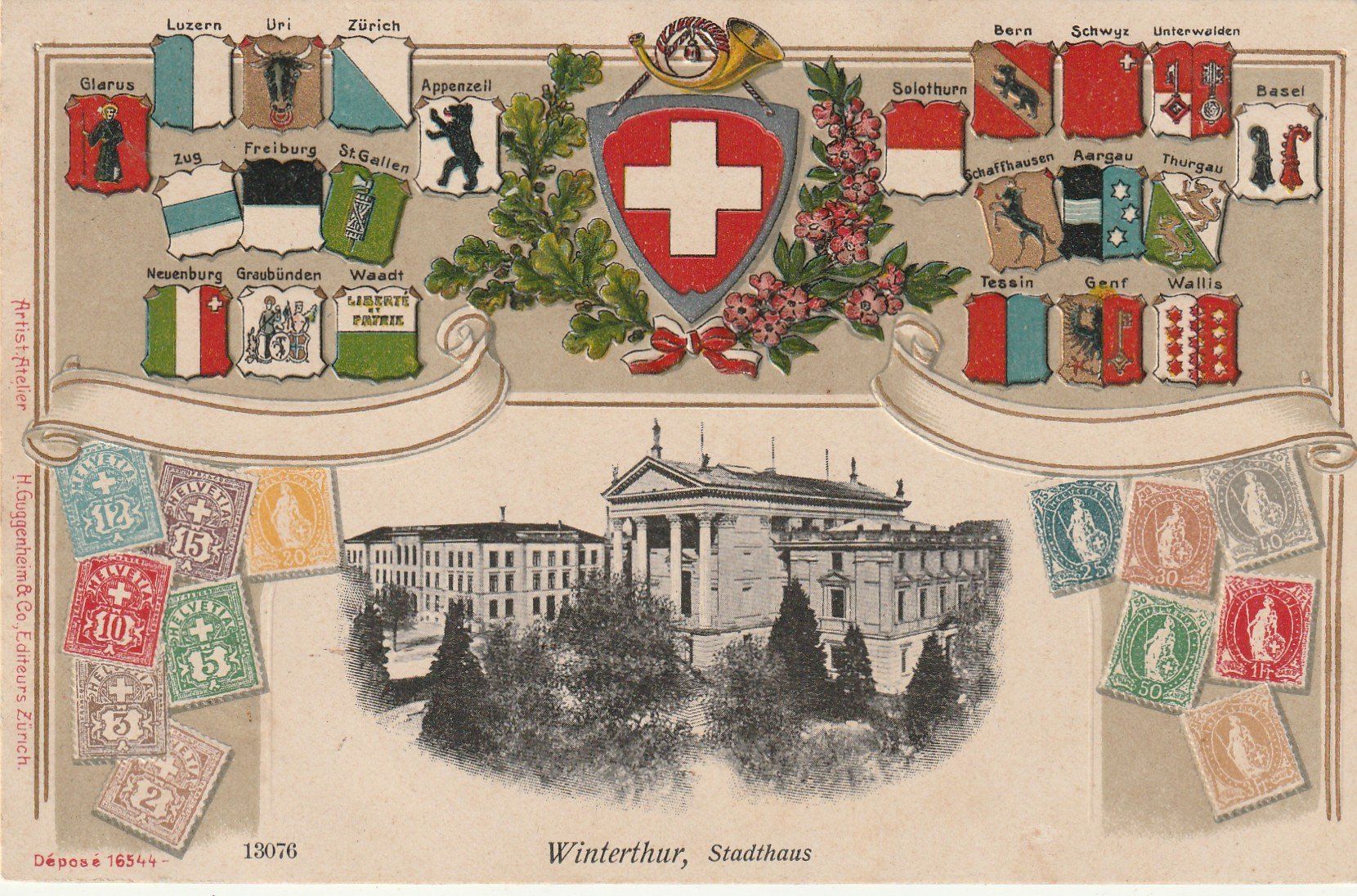 Cartoline postali: Winterthur Stadthaus  Prägekarte – Usato da Rorschacherberg venduto da fratovi2