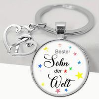 SCHLÜSSELANH. "BESTER SOHN D.WELT" LEGIERUNG,GLAS,NEU