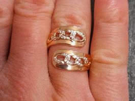 Ring mit Zirkonia, vergoldet 585, 5g, all size