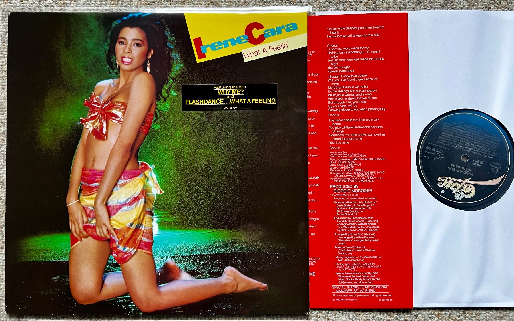 Dischi in vinile: Irene Cara – What A Feelin' - Moroder LP GEWASCHEN 1983 TOP – Usato da Unterseen venduto da vinylmore