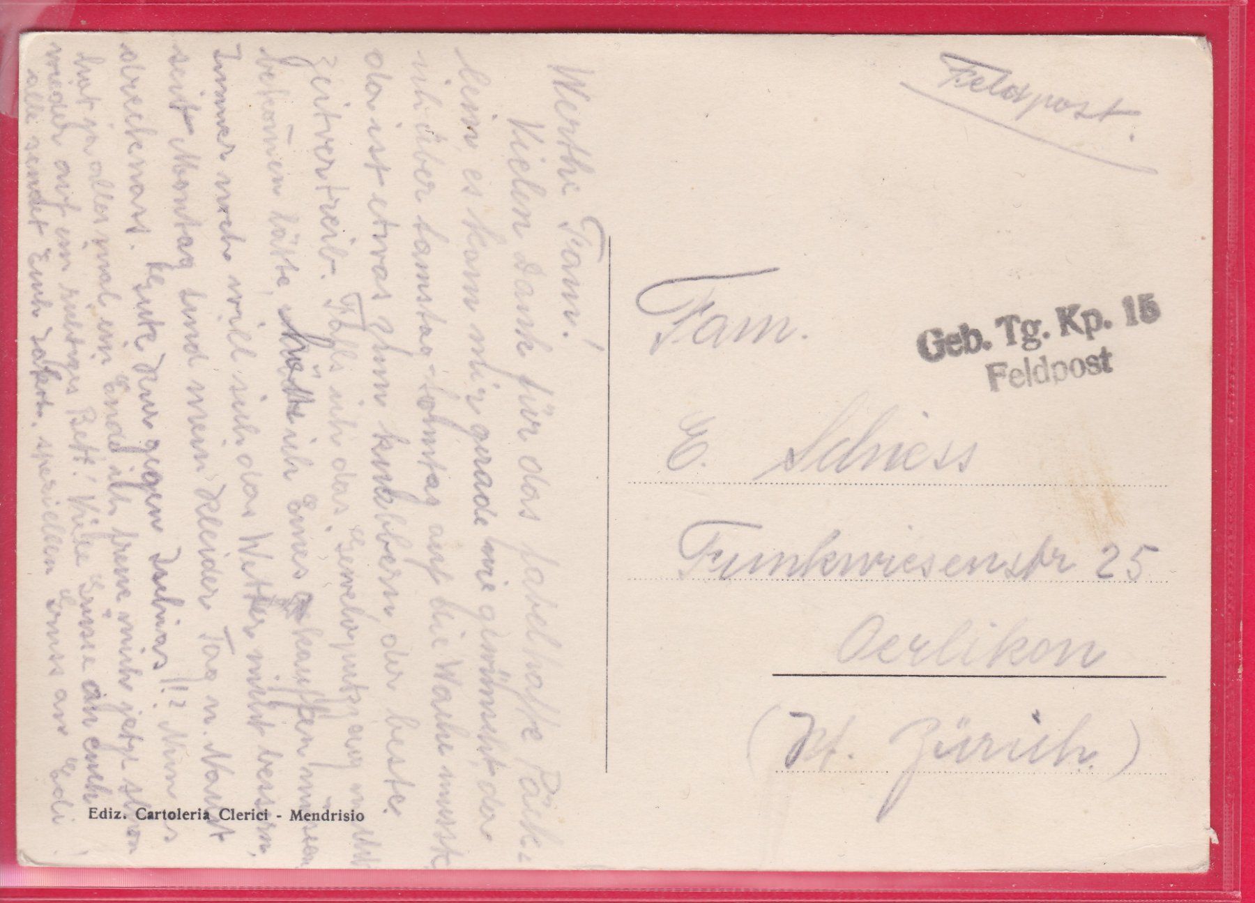 Cartoline postali: MENDRISIO - PANORAMA, FELDPOST – Usato da Oberrieden venduto da Gebirgsstelze 1