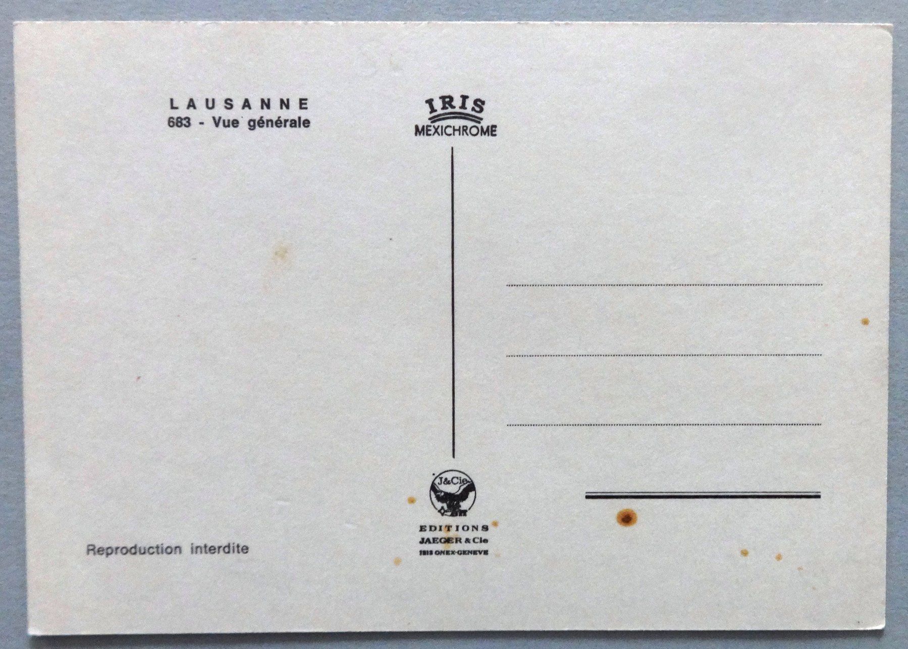 Cartes postales: Lausanne - Vue générale – Défectueux à Fétigny par Billy2miny 1