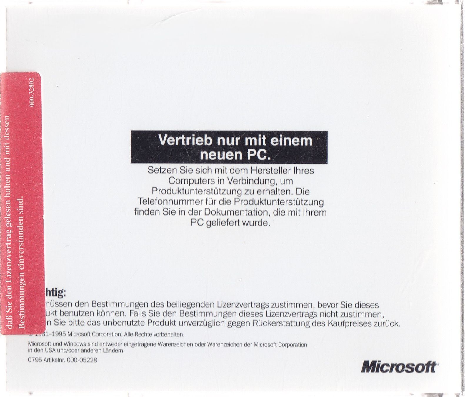 Microsoft Software: Microsoft Windows 95 CD Original & Neuwertig – Gebraucht aus Thun von  1