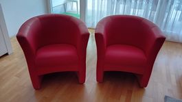 2 rote Cocktailsessel Clubsessel – sehr guter Zustand