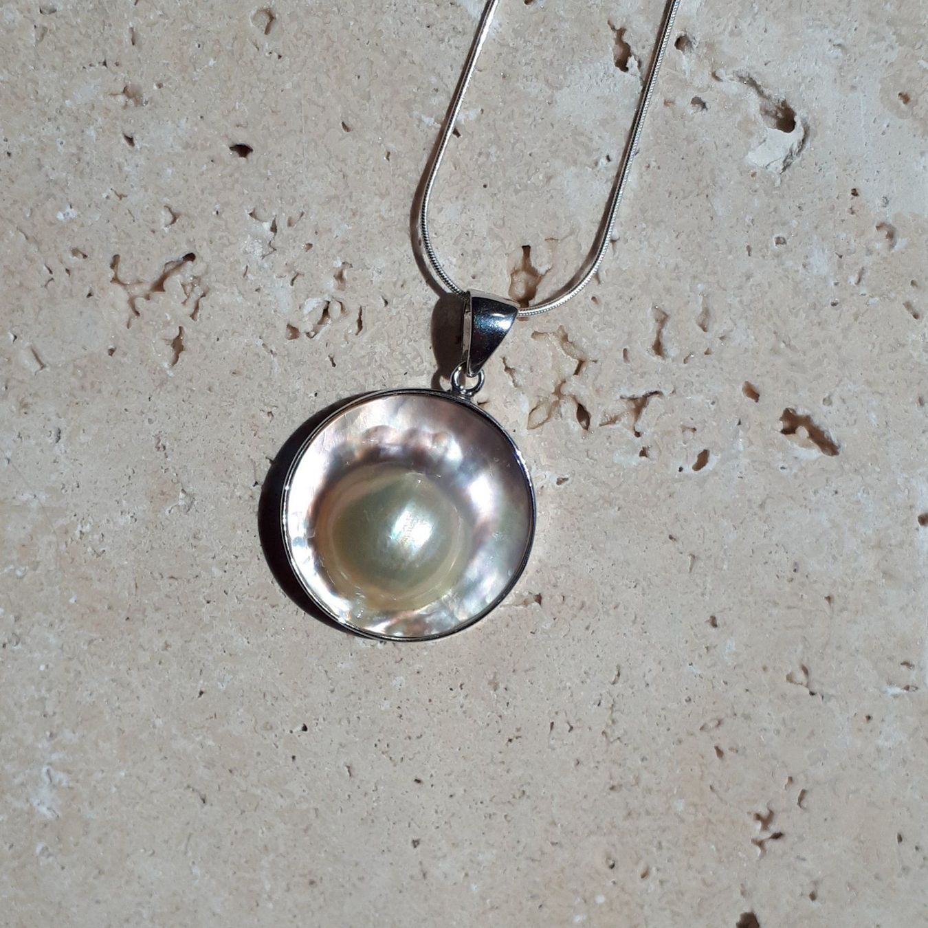 Catenine: Neu, marbe Perlekette silber – Nuovo e nell'imballaggio originale da Richterswil venduto da Viorella