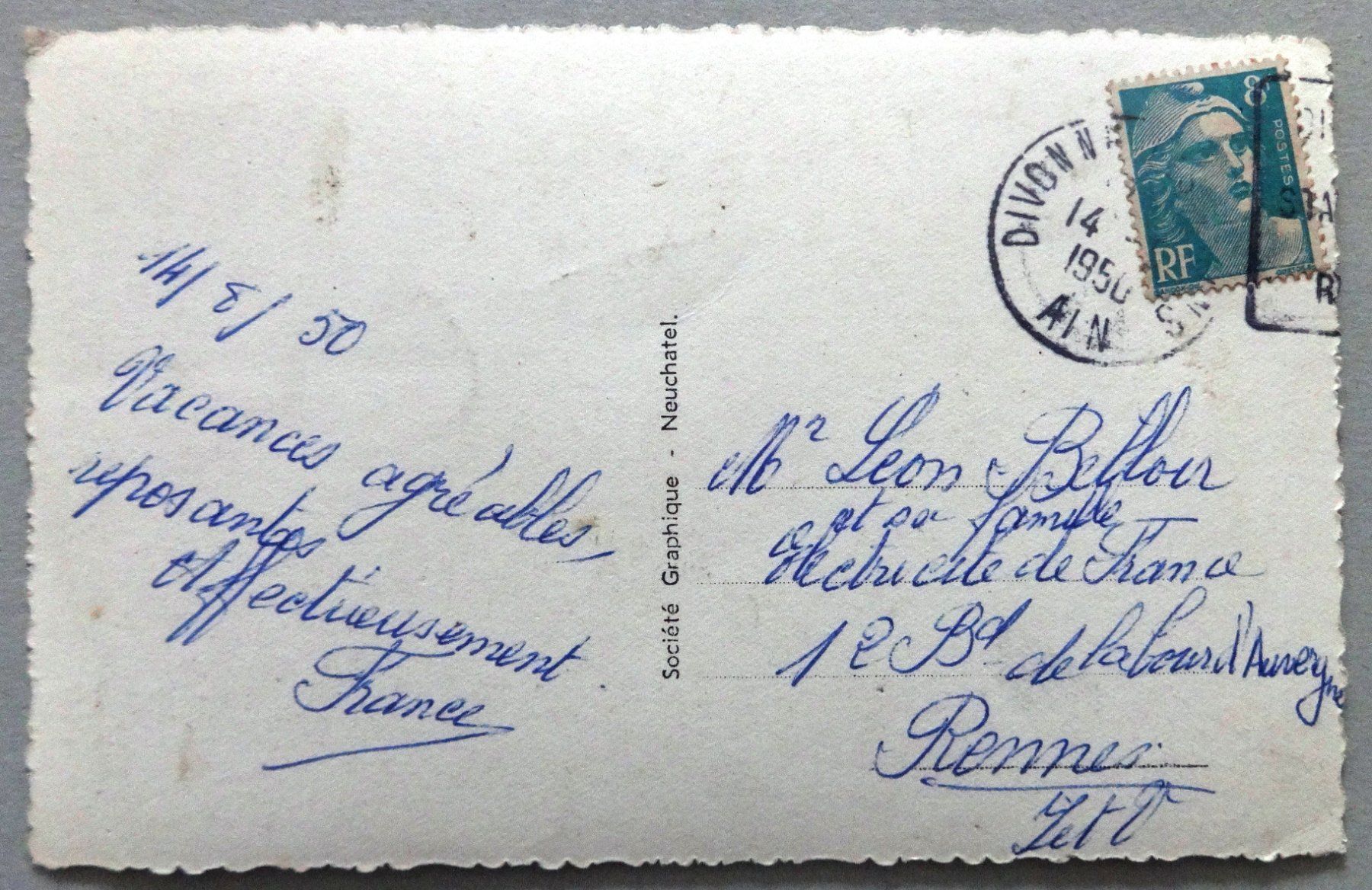 Ansichtskarten: Genève - Rade et Mont Blanc – Gebraucht aus Fétigny von Billy2miny 1