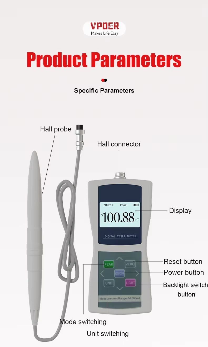Misurare: Digital Tesla Gauss Magnetfeld Meter mit Hall Sensor – Nuovo (secondo la descrizione) da Zürich venduto da youelec 4