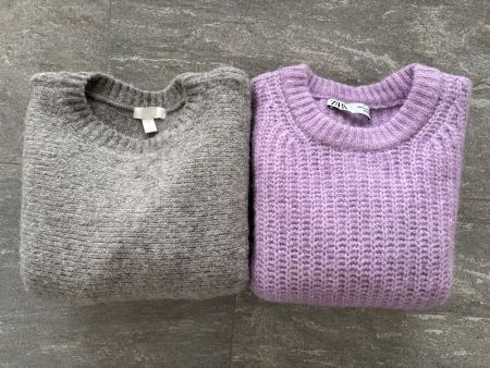 2x Damen Pullover|Zara+H&M|Violett+Grau|Grösse S+M|Alpaka