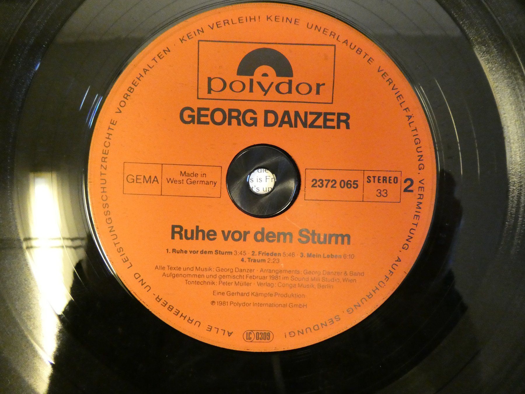 Dischi in vinile: LP "Georg Danzer - Ruhe vor dem Sturm" (VG-) – Usato da Münchenstein venduto da tsp01 5