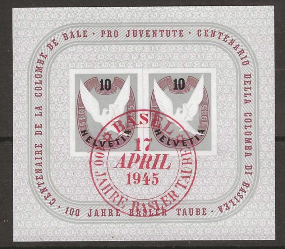 Tous les timbres: 1945 : Basler Taube Block W23 – D'occasion à Gümligen par Geniusbuy