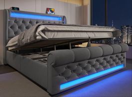 POLSTERBETT 140x200CM MIT  USB & LED LICHT 249.- statt 599.-