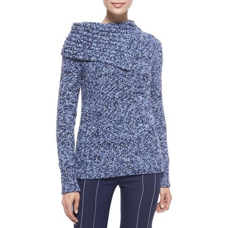 Derek Lam 100% Cashmere Folded-Collar Foldover Sweater Y2K