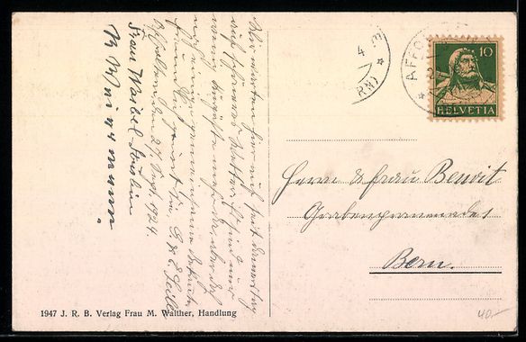 Cartoline postali: AK Affoltern i. E., Ortsansicht und Berner Alpen – Usato da Berlin venduto da bartko-reher 1