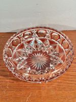 Vintage Ruby Red Glass Cut Crystal Bowl Dish Centerpiece