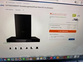 Neuer Haier Abzug freistechend 60cm breit mit Garantie !!