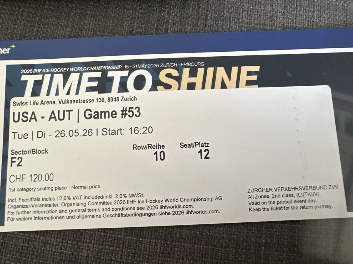 Biglietti: USA - AUT Eishockey-WM 2 Tickets – Nuovo (secondo la descrizione) da Zürich venduto da Schufli69