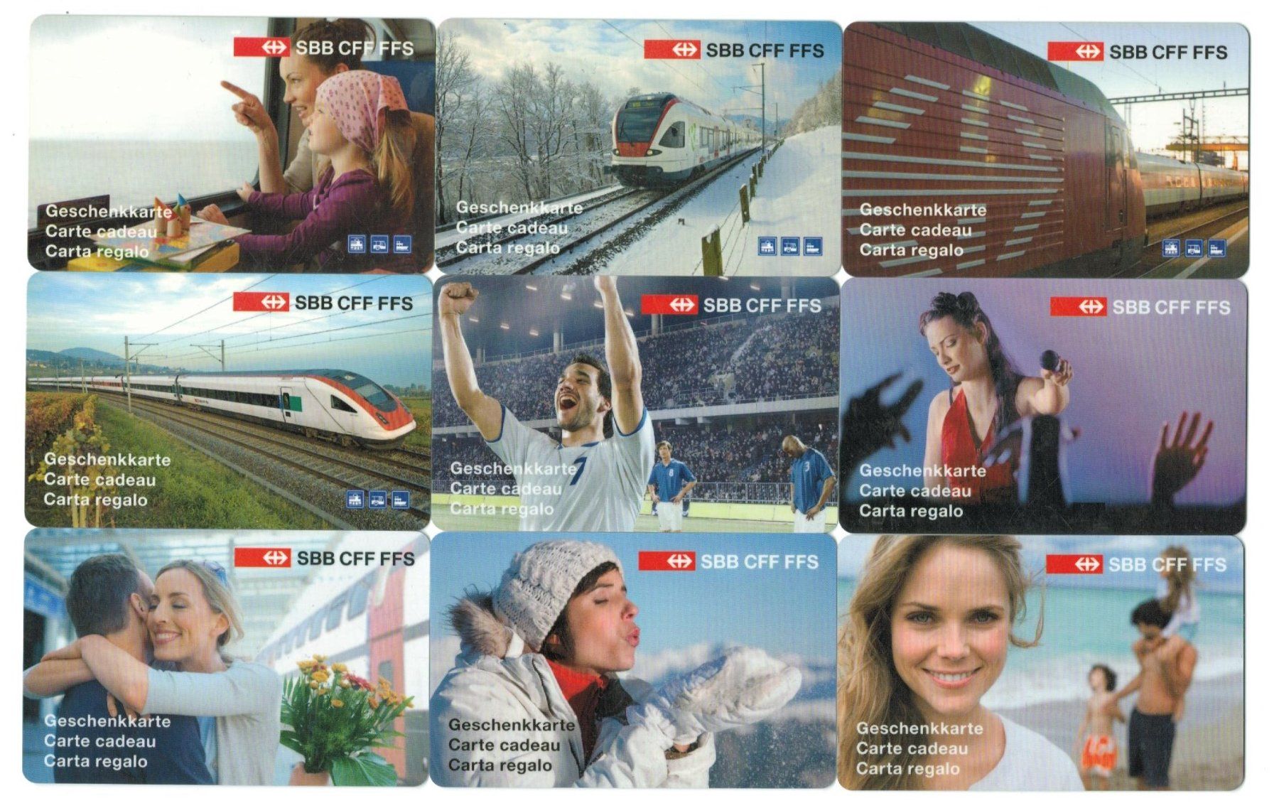 Schede telefoniche: 9 leere Geschenkkarten SBB CFF FFS – Usato da Zürich venduto da Tolima194