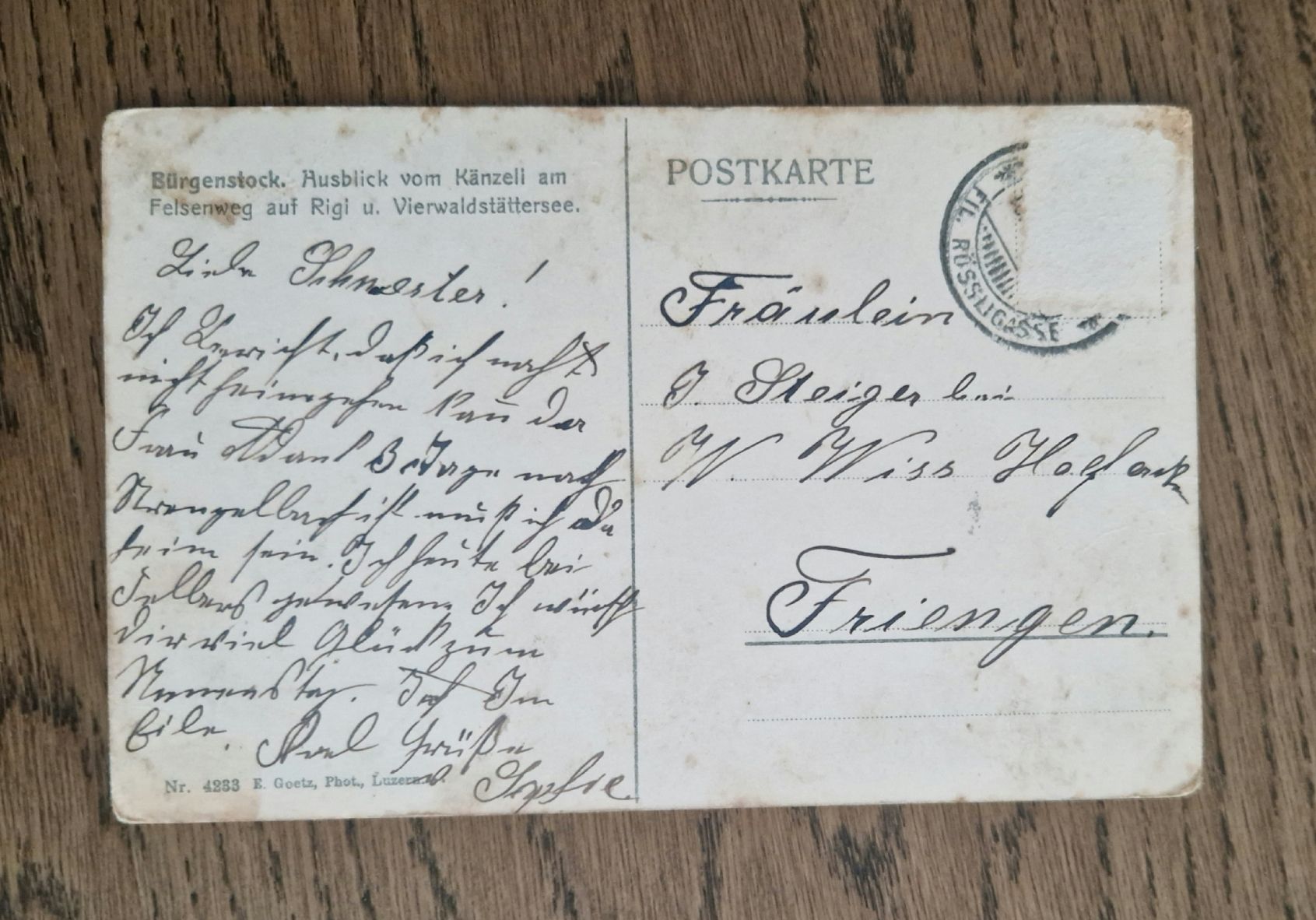 Cartoline postali: Bürgenstock, Känzeli, nach Triengen – Usato da Ebikon venduto da Donar50 1