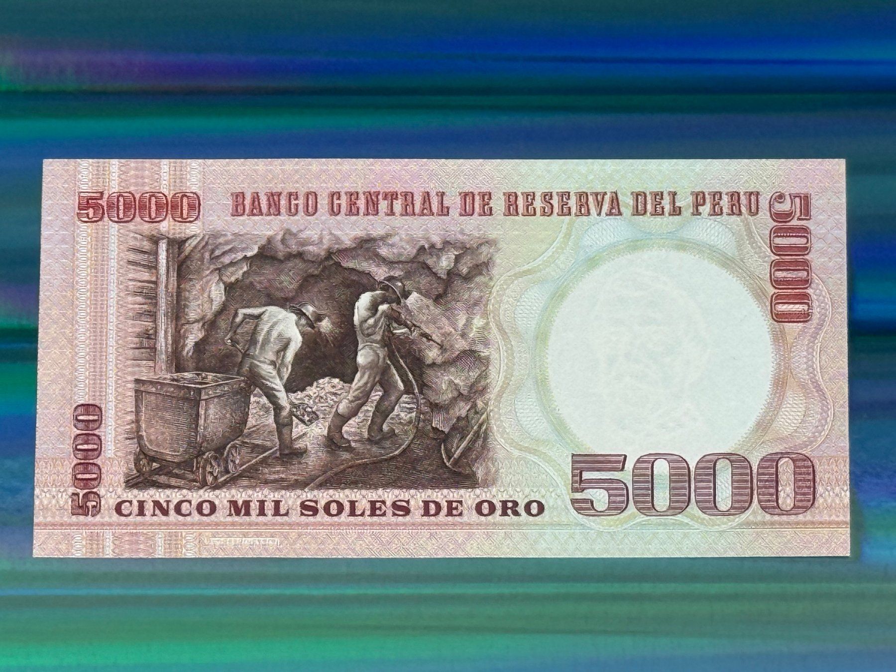 Banconote: Peru 1985 - 5000 Soles de Oro UNC - Kumpel – Nuovo e nell'imballaggio originale da Pfäffikon SZ venduto da Sieben77 2