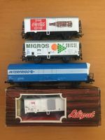 4x Liliput SBB/FS Kühlwagen u.a. Coca-Cola Migros