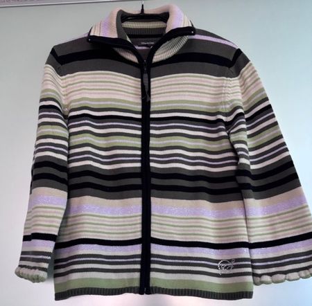 Street One Strickjacke / Zipper-Cardigan mit Streifen – 42