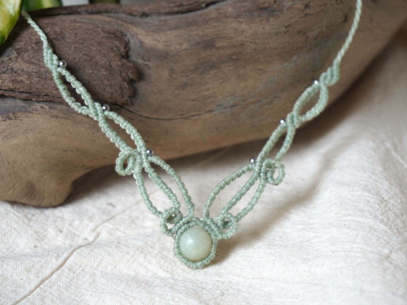 Catenine: aethera - Makramee Choker-Halskette - Personalisierbar – Nuovo (secondo la descrizione) da Heerbrugg venduto da R.St27 3