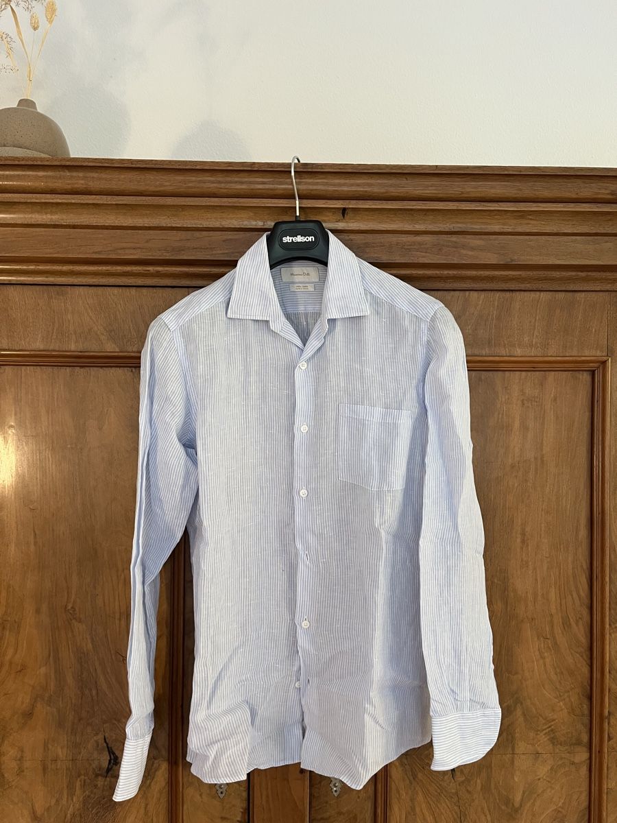 Massimo Dutti Hemden: Leinenhemd, weiss-blau gestreift, Gr. S, Massimo Dutti – Gebraucht aus St. Gallen von Gloom22 1
