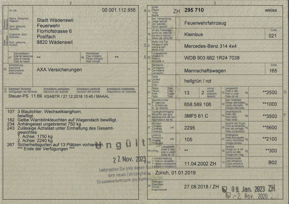 MercedesBenz Sprinter 314 / 4x4 (Gebraucht) in Wädenswil für CHF 14610